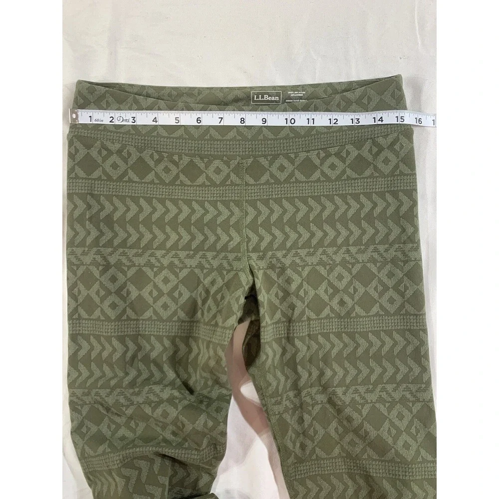 L.L. Bean Women's Leggings‎ Size Medium Performance Green Aztec 50+UPF